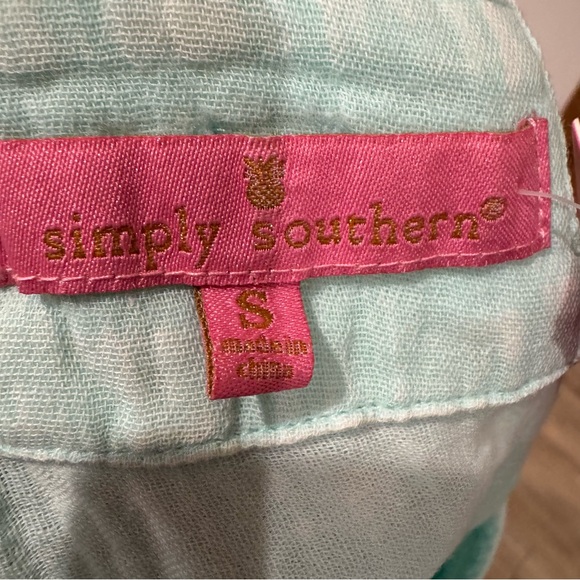 NWT Simplify Southern Babydoll Seafoam Short Sleeve Shirt Cotton Gauze Pintuck - Picture 5 of 14